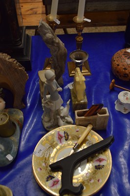 Lot 174 - Mixed Lot: Brass candlesticks, gilt decorated...
