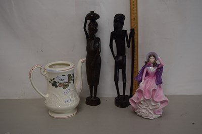 Lot 182 - Coalport figurine, pair of African figures and...