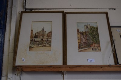 Lot 226 - Pair of small studies of street and market...