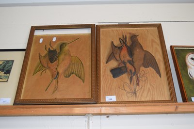 Lot 228 - A pair of pressed plywood pictures of dead...