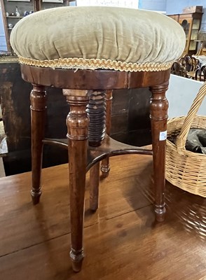 Lot 539 - A Victorian circular topped adjustable stool...