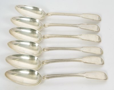 Lot 18 - Six George III silver fiddle and thread...