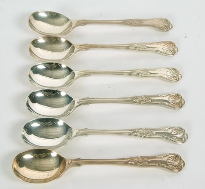 Lot 35 - Six Elizabeth II silver Kings pattern dessert...