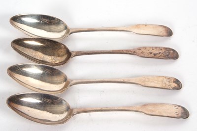 Lot 63 - Four George III Scottish silver tablespoons,...
