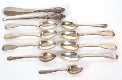 Lot 65 - Mixed Lot: Six fiddle pattern teaspoons, two...