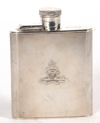 Lot 74 - A George VI silver spirit flask, engine turned...