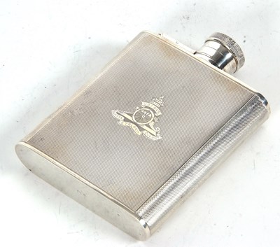 Lot 74 - A George VI silver spirit flask, engine turned...