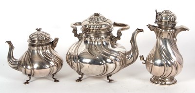 Lot 84 - A 19th Century German white metal tea set...