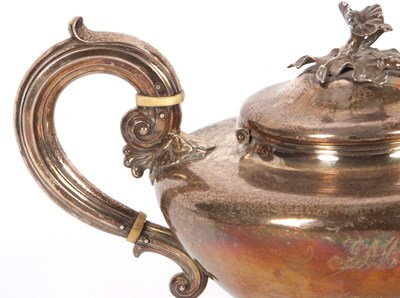 Lot 98 - A William IV silver teapot of compressed...