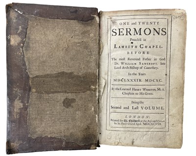 Lot 130 - HENRY WHARTON: ONE AND TWENTY SERMONS PEACH'D...
