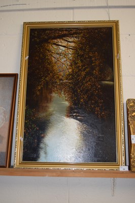 Lot 38 - F W Davies, study of a river scene, oil on board
