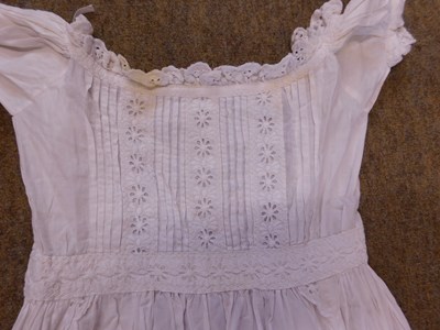 Lot 155 - Two cotton christening gowns, both with...