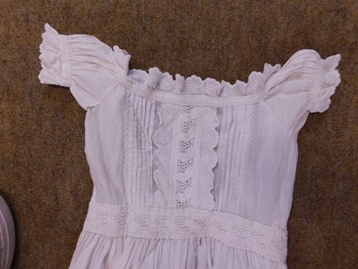 Lot 155 - Two cotton christening gowns, both with...