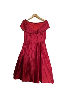 Lot 45 - A red raw silk cocktail dress and matching...