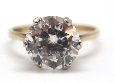 Lot 50 - A 9ct CZ ring, the round claw mounted CZ set...