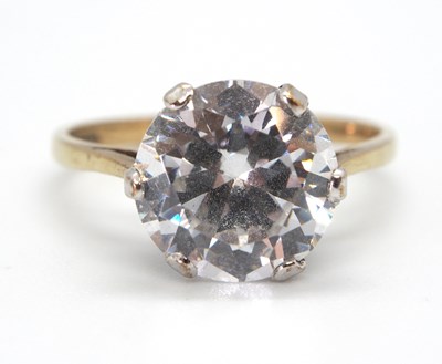 Lot 50 - A 9ct CZ ring, the round claw mounted CZ set...