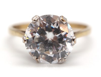 Lot 50 - A 9ct CZ ring, the round claw mounted CZ set...