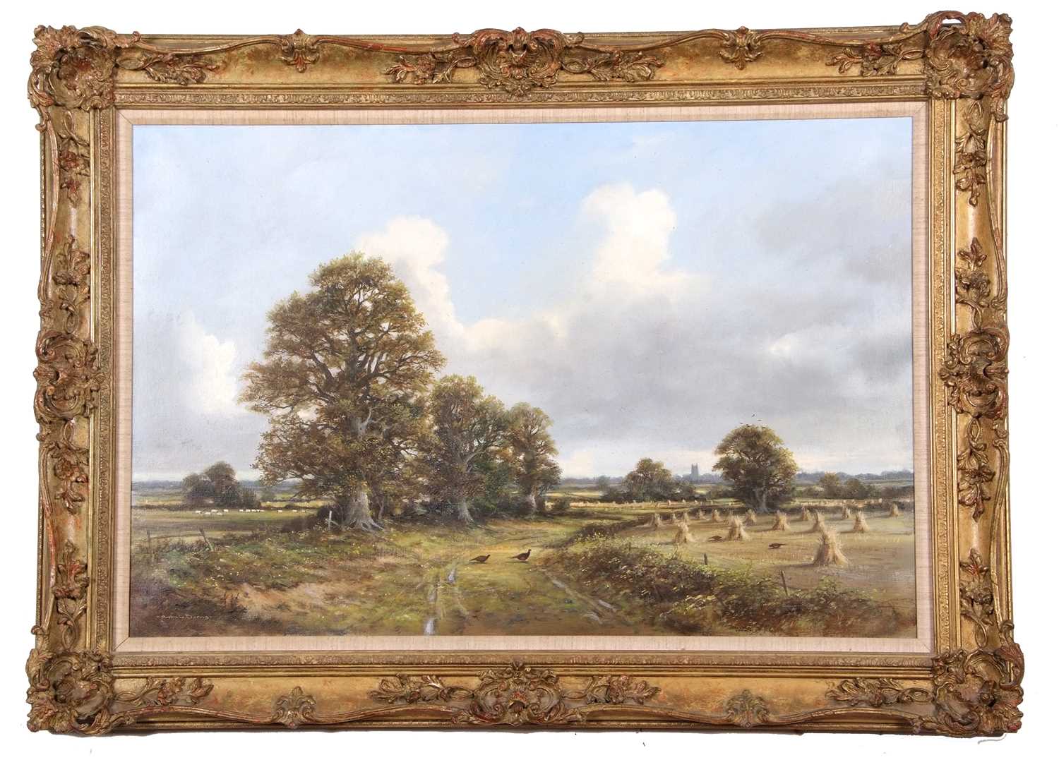 Lot 618 - Colin Burns (b.1944), Harvest scene with...