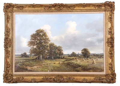 Lot 618 - Colin Burns (b.1944), Harvest scene with...