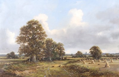 Lot 618 - Colin Burns (b.1944), Harvest scene with...