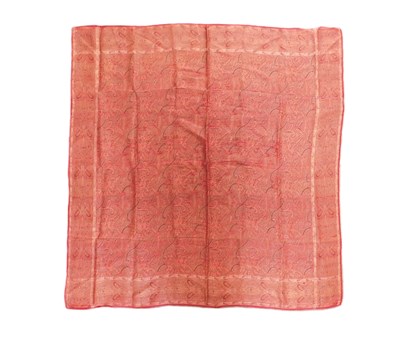 Lot 10 - A Norwich silk shawl, in red paisley pattern,...
