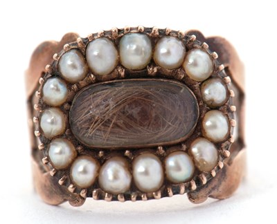 Lot 327 - An early 19th century seed pearl and hairwork...