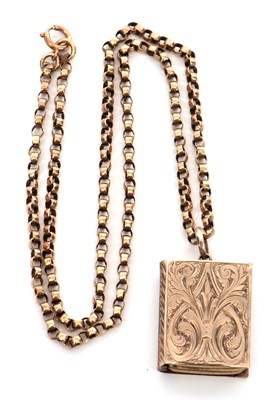 Lot 266 - An unmarked belcher link chain and book shape...