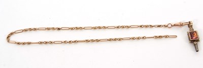 Lot 298 - A 9c fancy link chain and watch key/fob; the...
