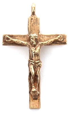 Lot 307 - A 9ct crucifix pendant, with integrated fixed...