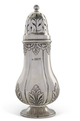 Lot 250 - A George V large silver caster having a screw...