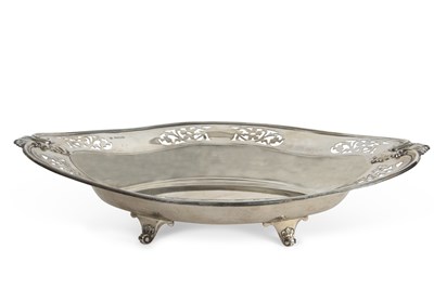 Lot 266 - A George V silver fruit dish oval boat shaped...