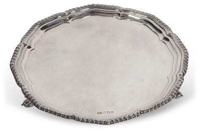 Lot 270 - A silver salver having an applied shaped...