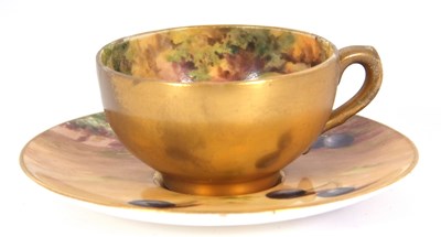 Lot 21 - A miniature Worcester porcelain cup and saucer...