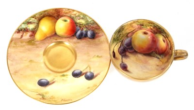 Lot 21 - A miniature Worcester porcelain cup and saucer...