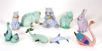 Lot 22 - A group of Herend porcelain models of animals...