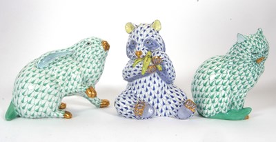 Lot 22 - A group of Herend porcelain models of animals...