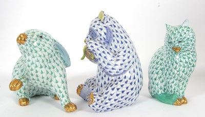 Lot 22 - A group of Herend porcelain models of animals...
