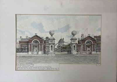 Lot 607 - An ink and watercolour picture within mount...