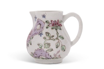 Lot 71 - A small Bow porcelain robin jug with a famille...