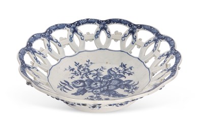 Lot 74 - A fine Worcester porcelain basket circa 1770,...