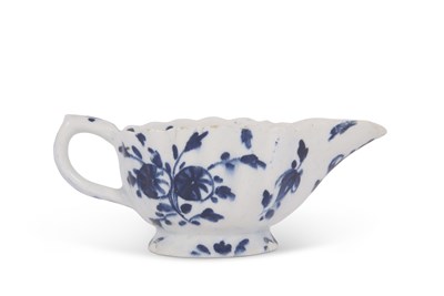 Lot 80 - A small Bow porcelain cream boat of fluted...