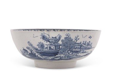 Lot 86 - A large rare Lowestoft punch bowl printed with...
