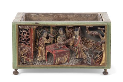 Lot 120 - A Chinese wooden box of rectangular shape,...