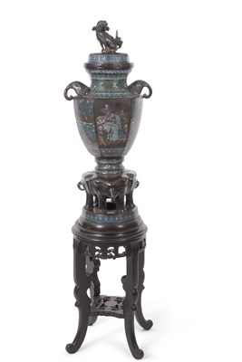 Lot 410 - A late 19th Century Chinese bronze and enamel...