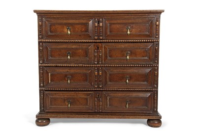 Lot 447 - A Jacobean oak chest of drawers with four...