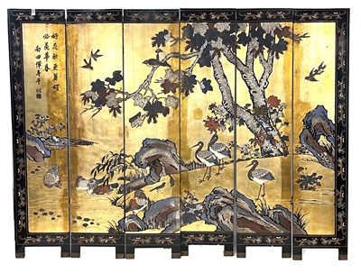 Lot 418 - A Chinese Qing Dynasty six panel dressing...