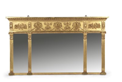Lot 424 - A 19th Century three panel over mantel mirror...