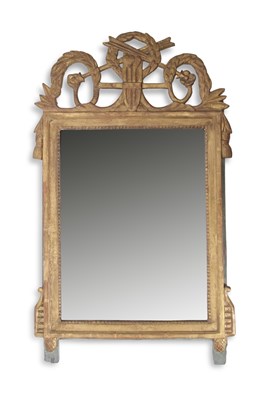 Lot 426 - A French Louis XVI gilt  framed wall mirror,...
