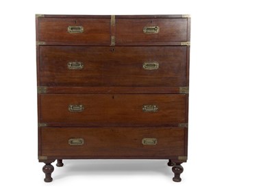 Lot 442 - A Victorian mahogany military chest of typical...