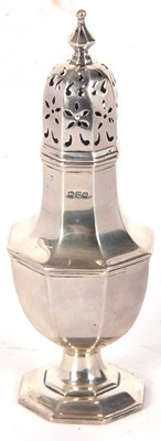 Lot 4 - An Edwardian silver caster of octagonal form...